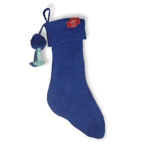Holiday Time Blue Lurex Knit 21 in Christmas Stocking with Tassels New